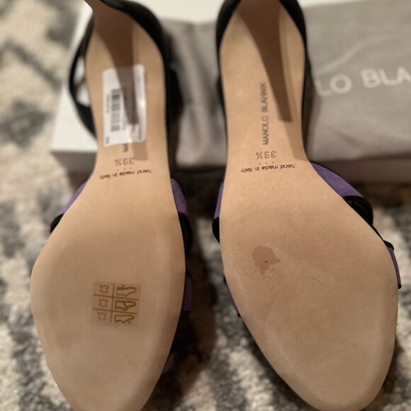 manolo blahnik black and purple leather sling backs sz 39 - Picture 9 of 9